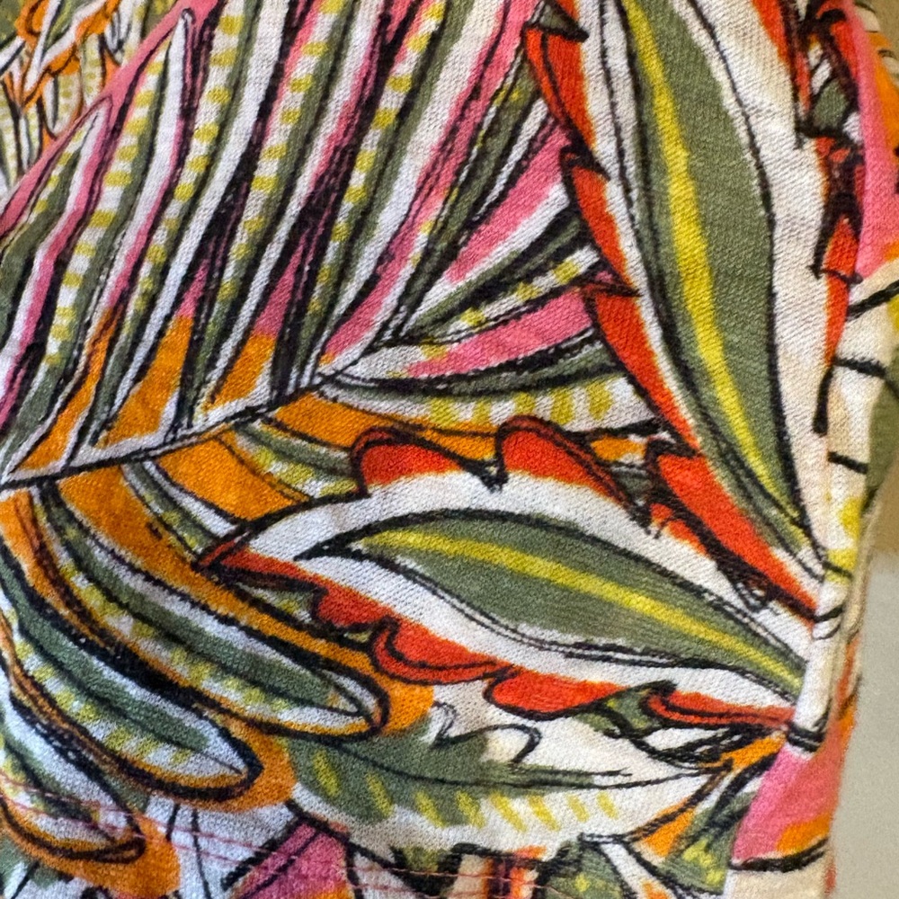 CC California 100% Linen Tropical Floral Print Short Sleeve Blouse Shirt Top - Picture 6 of 10